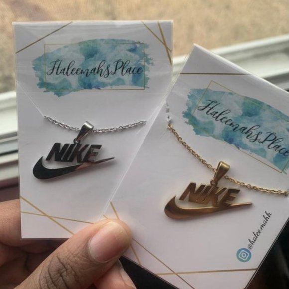 Vintage Nike Logo Swoosh Necklace Sterling Silver Nike Necklace